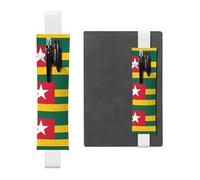 Portapenne in pelle bianca con stampa YYHWHJDE Flag of Togo, fascia elastica regolabile da 21,1 a 4,6 cm, adatto per la maggior parte dei quaderni e diari