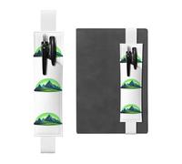 Portapenne in pelle bianca con stampa YYHWHJDE Hills Under The Aurora, fascia elastica regolabile da 21,1 a 4,6 cm, adatto per la maggior parte dei quaderni e diari