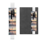 Portapenne in pelle bianca, segnalibro BROLEO Bridge Under The Sunset con fascia elastica regolabile da 21,1 a 4,6 cm, adatto per la maggior parte dei quaderni e diari