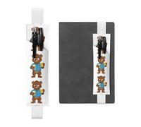 Portapenne in pelle bianca, segnalibro BROLEO Little Brown Bear Bere Birra Stampato Fascia elastica regolabile 21,1-4,6 cm Adatto per la maggior parte dei quaderni Diari