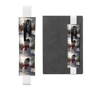 Portapenne in pelle bianca, segnalibro BROLEO Little Snowman in the Forest stampato fascia elastica regolabile 21,1-4,6 cm adatto per la maggior parte dei quaderni diari