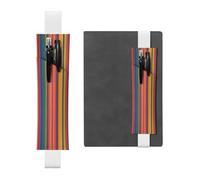 Portapenne in pelle bianca, segnalibro BROLEO Rainbow Color Stripe stampato fascia elastica regolabile 21,1-4,6 cm adatto per la maggior parte dei quaderni diari