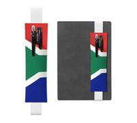 Portapenne in pelle bianca, segnalibro con bandiera del Sud Africa HYTTER stampata fascia elastica regolabile da 21,1 a 4,6 cm per quaderni, diari, manuali e pianificatori