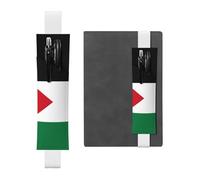 Portapenne in pelle bianca, segnalibro con bandiera HYTTER dello Stato della Palestina, con fascia elastica regolabile da 21,1 a 4,6 cm, per quaderni, diari, manuali e pianificatori