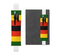 Portapenne in pelle bianca, segnalibro con bandiera HYTTER dello Zimbabwe, fascia elastica regolabile da 21,1 a 4,6 cm, per quaderni, diari, manuali e pianificatori