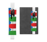 Portapenne in pelle bianca, segnalibro con bandiera YYHWHJDE della Guinea Equatoriale, fascia elastica regolabile da 21,1 a 4,6 cm, adatto per la maggior parte dei quaderni e diari