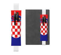 Portapenne in pelle bianca, segnalibro con stampa bandiera della Repubblica di Croazia, fascia elastica regolabile da 21,1 a 4,6 cm, per quaderni, diari, manuali e pianificatori