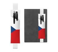 Portapenne in pelle bianca, segnalibro con stampa bandiera YYHWHJDE della Repubblica Ceca, fascia elastica regolabile da 21,1 a 4,6 cm, per quaderni, diari, manuali e pianificatori