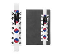 Portapenne in pelle bianca, segnalibro con stampa bandiera YYHWHJDE della Repubblica di Corea, fascia elastica regolabile da 21,1 a 4,6 cm, per quaderni, diari, manuali e pianificatori