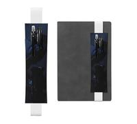 Portapenne in pelle bianca, segnalibro con stampa di corvo notturno YYHWHJDE con fascia elastica regolabile da 21,1 a 4,6 cm, per quaderni, diari, diari con copertina rigida