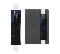 Portapenne in pelle bianca, segnalibro con stampa di corvo notturno YYHWHJDE con fascia elastica regolabile da 21,1 a 4,6 cm, per quaderni, diari, manuali e pianificatori