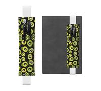 Portapenne in pelle bianca, segnalibro con stampa kiwi verde WZYWHJ - Design con fascia elastica in pelle PVC di alta qualità per quaderni, diari e agende