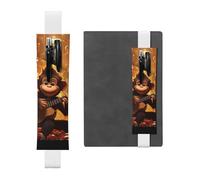 Portapenne in pelle bianca, segnalibro con stampa musicale YYHWHJDE Monkey, fascia elastica regolabile da 21,1 a 4,6 cm, per quaderni, diari, diari con copertina rigida
