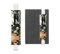 Portapenne in pelle bianca, segnalibro con stampa WZYWHJ Pandas of Father and Son - Design con fascia elastica in pelle PVC di alta qualità per quaderni, diari e agende