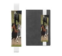 Portapenne in pelle bianca, segnalibro con stampa YYHWHJDE Horses at The Gallop, fascia elastica regolabile da 21,1 a 4,6 cm, per quaderni, diari, diari con copertina rigida