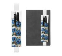 Portapenne in pelle bianca segnalibro HYTTER blu ibisco stampato fascia elastica regolabile 21,1-4,6 cm per quaderni diari manuali pianificatori
