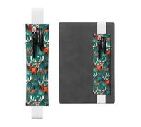 Portapenne in pelle bianca segnalibro HYTTER Nature animali selvatici cervi stampati fascia elastica regolabile 21,1-4,6 cm per quaderni diari manuali pianificatori