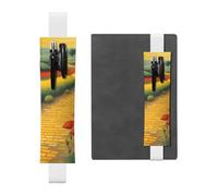 Portapenne in pelle bianca segnalibro HYTTER papaveri campo giallo mattone strada stampato fascia elastica regolabile 21,1-4,6 cm per quaderni diari manuali pianificatori