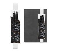 Portapenne in pelle bianca, segnalibro JKIEGOQ nero mistero cuore pietra immagine fascia elastica regolabile 21,1-4,6 cm per quaderni diari copertina rigida diario