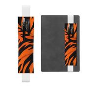 Portapenne in pelle bianca segnalibro JKIEGOQ Tiger Stripes arancione immagine regolabile fascia elastica 21,1-4,6 cm per quaderni diari copertina rigida diario