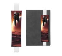 Portapenne in pelle bianca, segnalibro MJHKXLJ Alien Planet modello fascia elastica regolabile 21,1-4,6 cm per quaderni diari copertina rigida diario