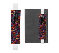 Portapenne in pelle bianca segnalibro MJHKXLJ astratto fungo colorato motivo mandala fascia elastica regolabile 21,1-4,6 cm per quaderni diari copertina rigida diario
