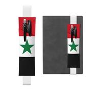 Portapenne in pelle bianca, segnalibro MJHKXLJ bandiera della Repubblica araba siriana, fascia elastica regolabile da 21,1 a 4,6 cm, per quaderni, diari, diari con copertina rigida