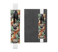 Portapenne in pelle bianca segnalibro MJHKXLJ divertente Happy Pug Dog modello fascia elastica regolabile 21,1-4,6 cm per quaderni diari copertina rigida diario