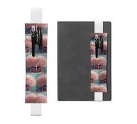 Portapenne in pelle bianca Segnalibro MJHKXLJ Festa della Mamma San Valentino Romantico Cuore Albero e Bicicletta Modello Elastico Regolabile 21,1-4,6 cm per Notebook Diari Copertina Rigida Diario