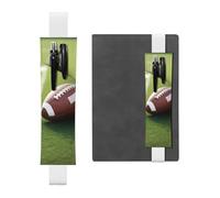 Portapenne in pelle bianca segnalibro MJHKXLJ Football americano palla su erba modello sportivo fascia elastica regolabile 21,1-4,6 cm per quaderni diari copertina rigida diario