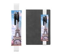 Portapenne in pelle bianca, segnalibro MJHKXLJ Paris Street Torre Eiffel rosa motivo floreale fascia elastica regolabile 21,1-4,6 cm per quaderni diari copertina rigida diario