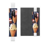 Portapenne in pelle bianca, segnalibro MJHKXLJ Sweet Ice Cream modello fascia elastica regolabile 21,1-4,6 cm per quaderni diari copertina rigida diario