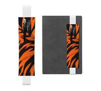 Portapenne in pelle bianca segnalibro MJHKXLJ Tiger Stripes arancione modello elastico regolabile 21,1-4,6 cm per quaderni diari copertina rigida diario