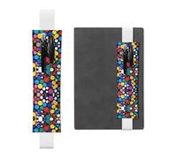 Portapenne in pelle bianca Segnalibro WHJSHOP Color Frammenti Stampa Fascia elastica regolabile 21,1-4,6 cm per quaderni Diari Copertina rigida Diario