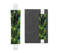 Portapenne in pelle bianca segnalibro WHJSHOP lussureggiante stampa riso verde fascia elastica regolabile 21,1-4,6 cm adatto per la maggior parte dei quaderni diari