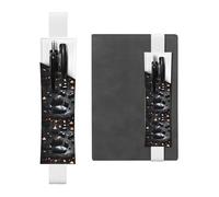 Portapenne in pelle bianca, segnalibro WHJSHOP nero mistero cuore stampa pietra elastico regolabile 21,1-4,6 cm per quaderni diari copertina rigida diario