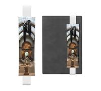 Portapenne in pelle bianca segnalibro WHJSHOP The Metropolitan Museum of Art di New York immagine fascia elastica regolabile 21,1-4,6 cm per quaderni Diari Manuali Pianificatori