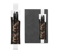 Portapenne in pelle bianca, segnalibro WZYWHJ fedele pastore tedesco stampato, design con fascia elastica in pelle PVC di alta qualità per quaderni, diari e agende