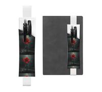 Portapenne in pelle bianca, segnalibro WZYWHJ Little Red Flowers in The Rain stampato - Design con fascia elastica in pelle PVC di alta qualità per quaderni, diari e agende