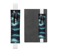 Portapenne in pelle bianca, segnalibro WZYWHJ Science Fiction Stars Prints, design con fascia elastica in pelle PVC per quaderni, diari e agende