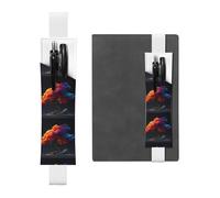 Portapenne in pelle bianca, segnalibro YYHHAOFA colorato con motivo con grandi alberi, fascia elastica regolabile da 21,1 a 4,6 cm, per quaderni, diari, manuali e pianificatori