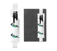 Portapenne in pelle bianca, segnalibro YYHHAOFA Ink fiumi e montagne, fascia elastica regolabile da 21,1 a 4,6 cm, per quaderni, diari, manuali e pianificatori