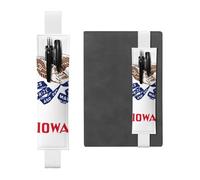 Portapenne in pelle bianca, segnalibro YYHHAOFA Iowa, motivo bandiera dello Stato dell'Iowa, fascia elastica regolabile da 21,1 a 4,6 cm, per quaderni, diari, manuali e pianificatori