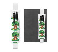 Portapenne in pelle bianca segnalibro YYHHAOFA Little Brown Bear Under The Fruit Tree Pattern Fascia elastica regolabile 21,1-4,6 cm per quaderni Diari Manuali Pianificatori