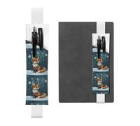 Portapenne in pelle bianca segnalibro YYHHAOFA Little Fox Under The Snow modello elastico regolabile 21,1-4,6 cm per quaderni diari manuali pianificatori