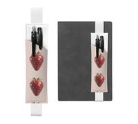 Portapenne in pelle bianca, segnalibro YYHHAOFA Shining Diamond Fragole modello fascia elastica regolabile 21,1-4,6 cm per quaderni Diari Manuali Pianificatori
