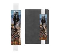 Portapenne in pelle bianca segnalibro YYHHAOFA Zebre sul Sud Africa modello fascia elastica regolabile 21,1-4,6 cm per quaderni Diari Manuali Pianificatori