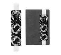 Portapenne in pelle bianca segnalibro YYHWHJDE A yin e yang stampa con fascia elastica regolabile da 21,1 a 4,6 cm per quaderni diari con copertina rigida