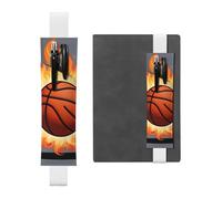 Portapenne in pelle bianca, segnalibro YYHWHJDE Basketball On Fire, con fascia elastica regolabile da 21,1 a 4,6 cm, adatto per la maggior parte dei quaderni e diari