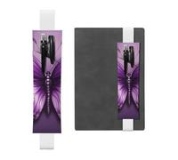 Portapenne in pelle bianca segnalibro YYHWHJDE Bella viola farfalla stampe artistiche fascia elastica regolabile 21,1-4,6 cm per quaderni diari manuali pianificatori
